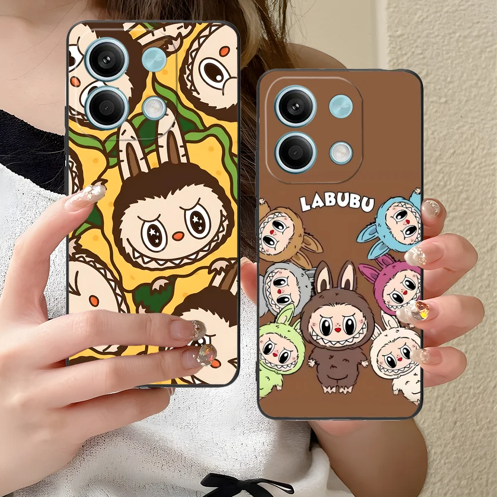 Mobile Labubu Phone Case for Xiaomi Redmi Note 13 12 11 10 9 8 7 6 S A Pro Lite Plus 5G Black Cellphones Smartphone Cover