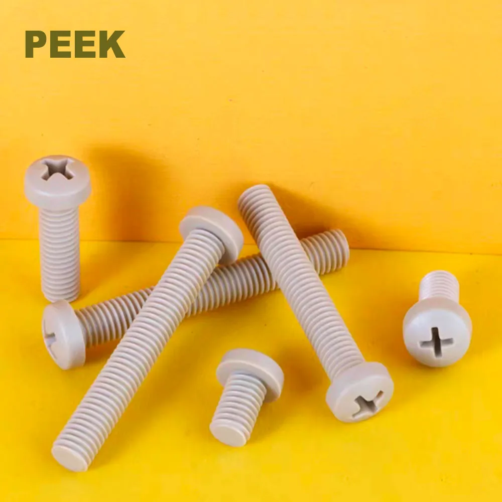2/5/10Pcs PEEK Cross Pan Head Screws M1.2-M8 Anti-Corrosion High Strength Round Head Bolts
