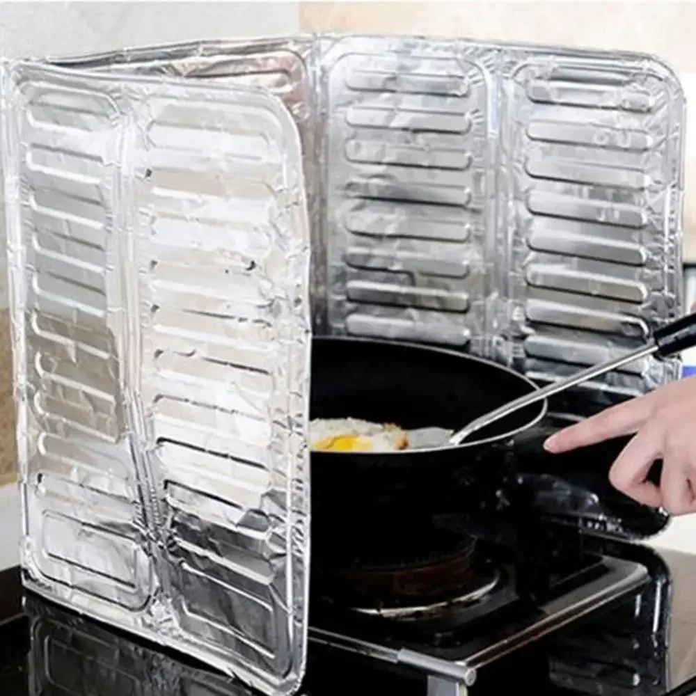 Aluminium Foil Foldable Frying Pan Oil Splash Protection Screen Kitchen Gas Stove Baffle Plate Kichen Cooking Accessories