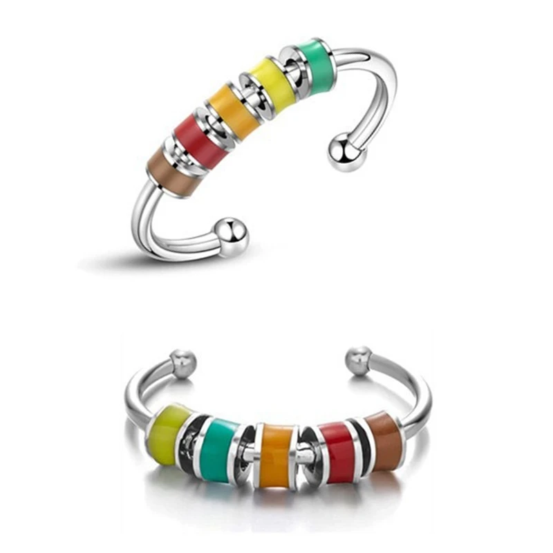 

Fidget Rings For Anxiety For Women,3Pcs Enamel Spinning Anxiety Rings With Beads,To My Daughter Adjustable Anxiety Ring