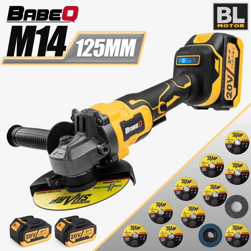 babeq rebarbadora sem escova m14 recarregavel velocidades moagem eletrica ferramenta de corte bateria makita 18v 125 mm 01