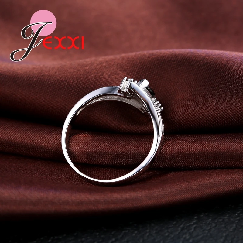 Fashion Jewelry Gnnuine 925 Sterling Silver  CZ Crystal Finger Ring Luxury Engagement Wedding Rings For Women