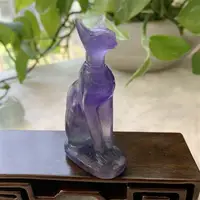 1PC Natural Fluorite Egypt Cats Crystal Carving Healing Statues Office Desktop Ornaments Craft Home Room Decoration 3