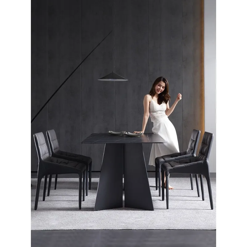 Minimalist rock slab dining table, Nordic light luxury table and chair combination