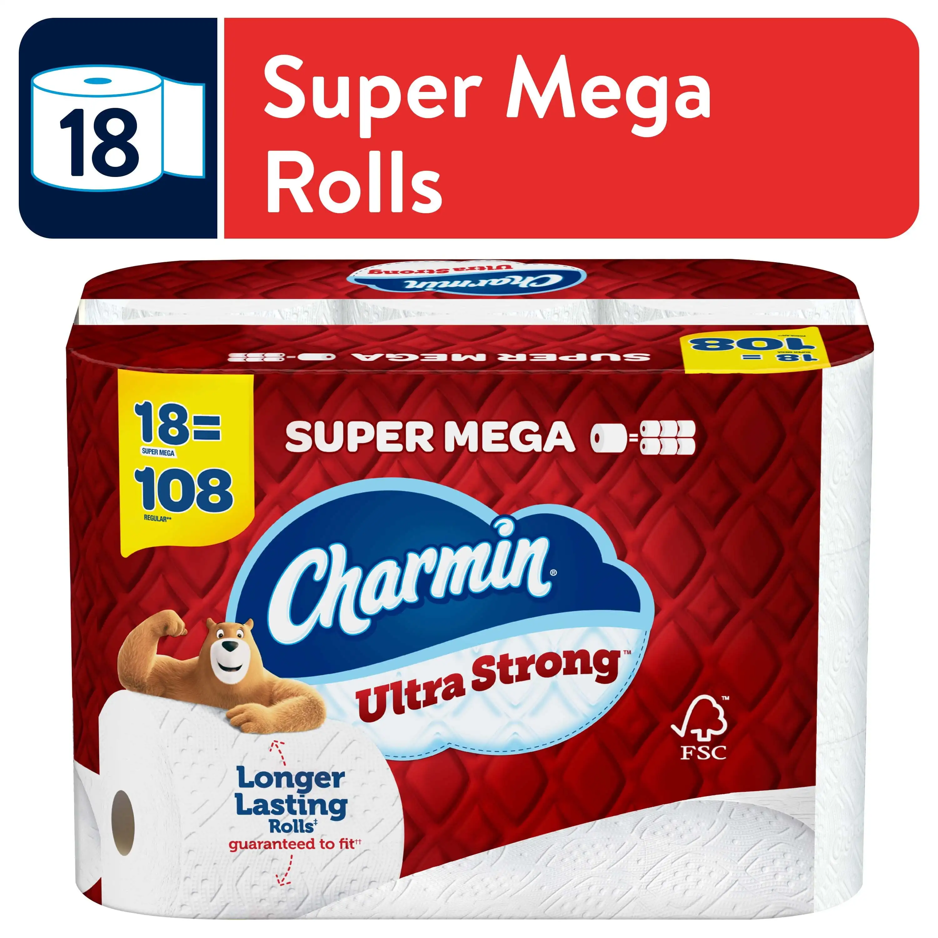 

Ultra Strong Toilet Paper, 18 Super Mega Rolls Perfect soft tissue for a comfortable and better experience