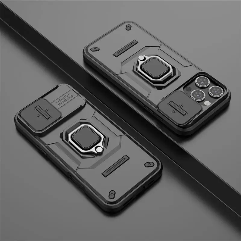 

For iPhone 16 Pro Max Cover For iPhone 16 Pro Case Lens Protection Shockproof Push window Magnetic Holder Bumper For iPhone 16
