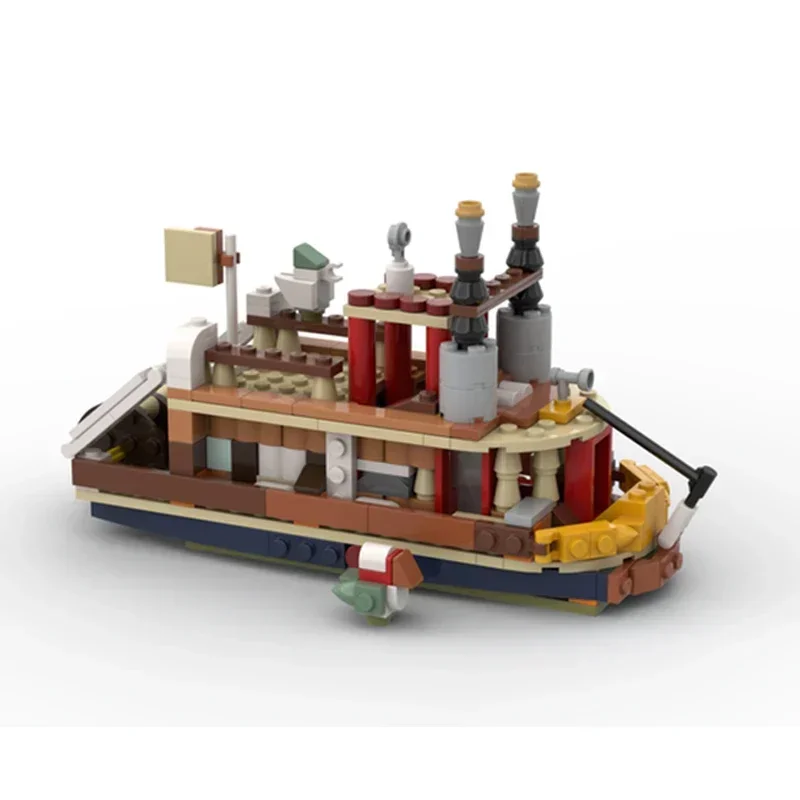 Moc อาคารอิฐทหารเรือ Forest Steamboat เทคโนโลยี Modular Blocks ของขวัญของเล่นเด็ก DIY ชุดประกอบ