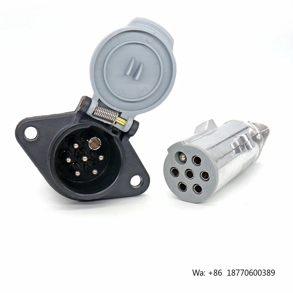 24S 7 Pin Trailer Plug and Socket Silver Metal ISO3731 HGV Trailer Parts Towbar Accessories for Heavy Duty Tractor