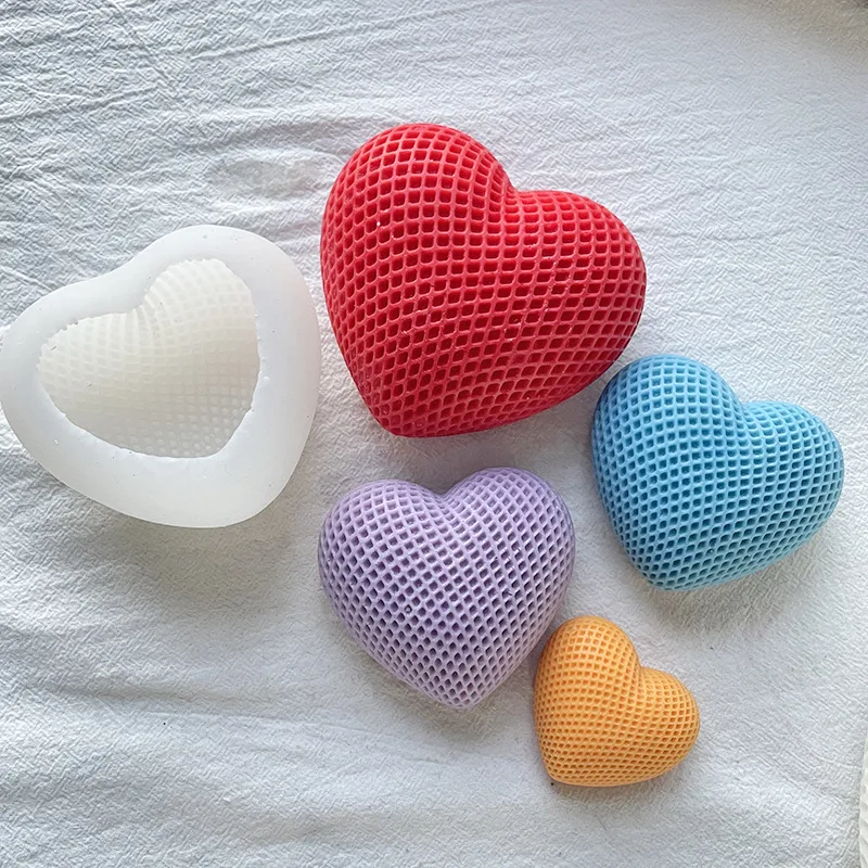 3d tecido amor coração molde de silicone diy artesanal em forma de coração vela sabão gesso bolo chocolate ferramenta de cozimento presente do dia dos namorados
