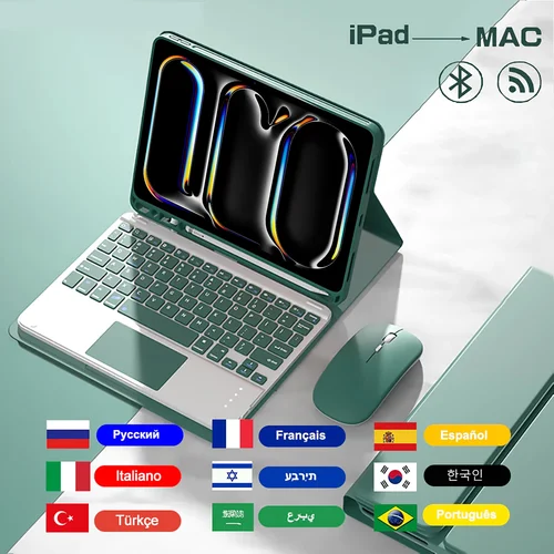 Imagen 1 del producto Funda con teclado con panel táctil para iPad 10 2022 Pro 11 Air 6 Air 5 4, Funda Air 3 2 Pro 10,5 10,2 8th 9 Gen, Funda para teclado magnético