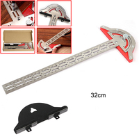 20cm / 32cm Metric Scale Stainless Steel Protractor Angle Finder with Storage Rack, Adjustable Woodworkers Edge Ruler