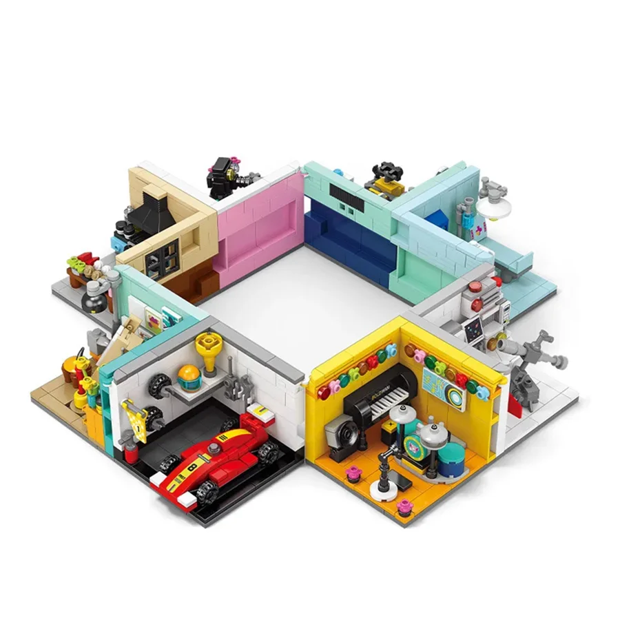 1 PC Mini Street View Dreams House Racer Car Doctor Painter Musician Scientist Pastry Chef Cameraman Astronaut Building Blocks