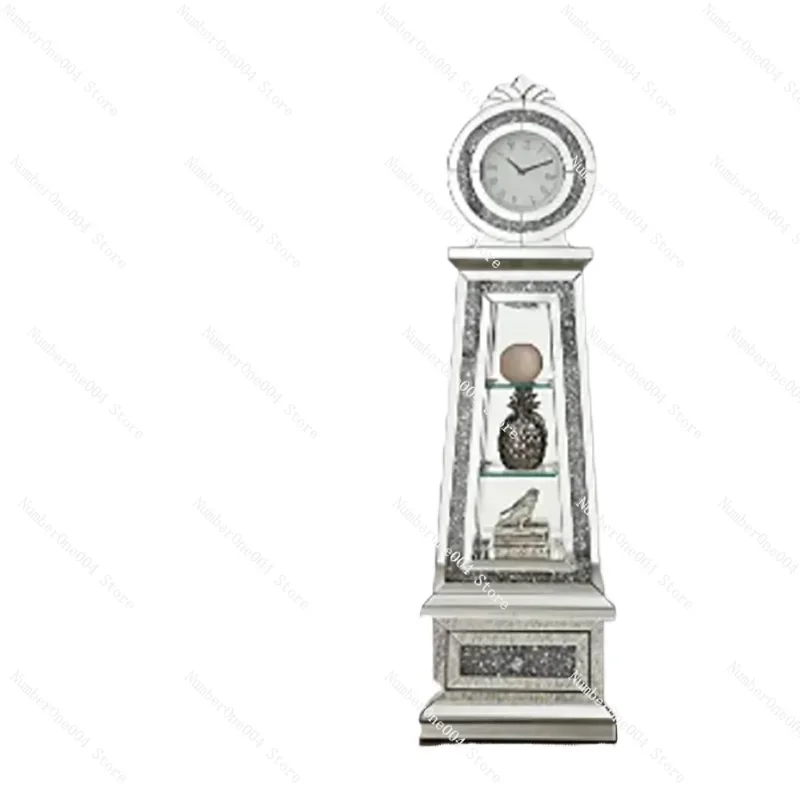 Applicable to Furniture Noralie Grandfather Clock with LED Mirrored and Faux Diamonds for Living Room Bedroom