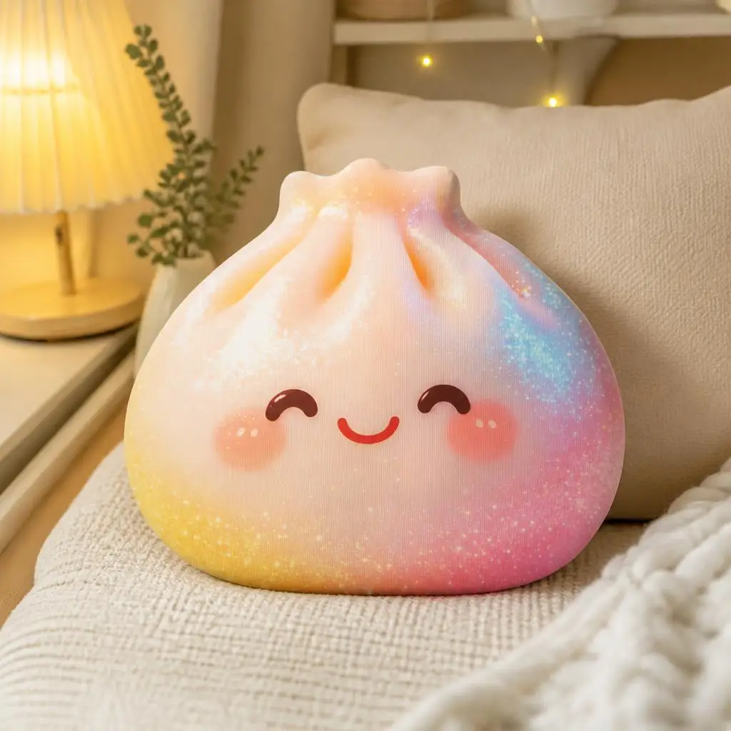 Cute Squishy Dumpling Stuffed Throw Pillow Kawaii Food Cushion Irregular Shaped Decorative Sofa Accent Home Decor Pastel