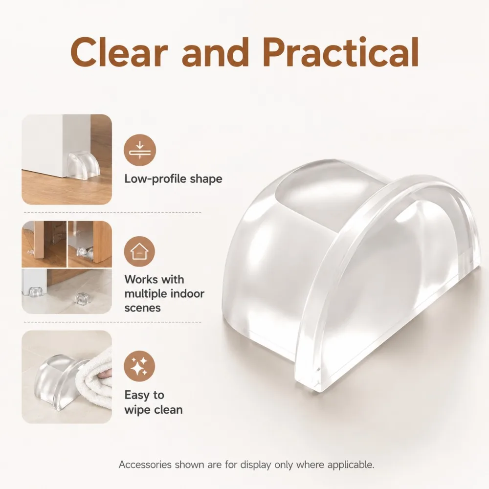 1-8Pcs Transparent Silicone Floor Door Stopper Wall Protecto