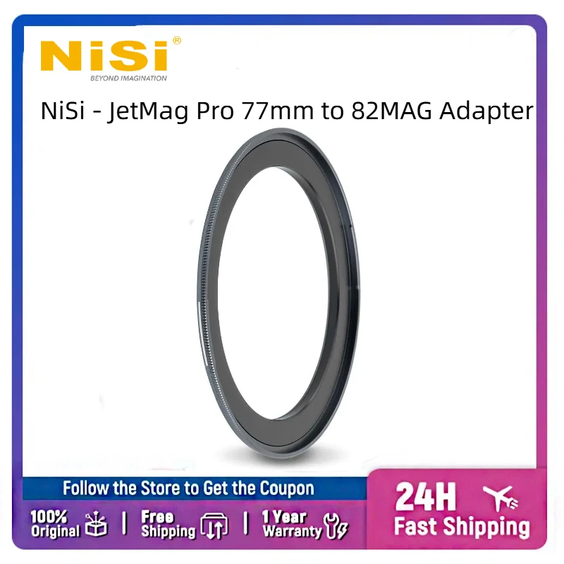 NiSi 77mm to 82MAG Magnetic Step-Up Adapter Ring, for JetMag Pro Filter System, Durable Aluminum, Tool-Free Attachment