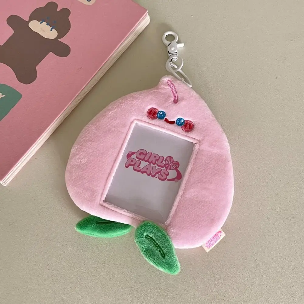 ID Card Cover With Keychain Pendant Plush Photocard Holder Cartoon Korean Style Bus Card Holder Fluffy Cute School