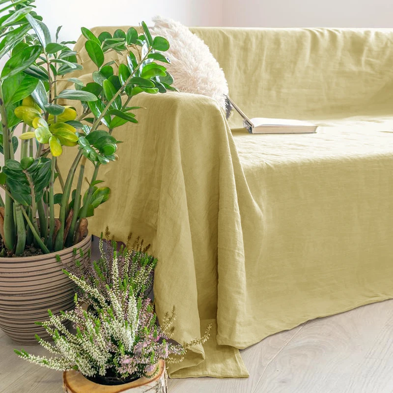 Wholesale Belgian 100% Pure Linen/flax slip Covered Sectional Sofa Cover Protector Stylish