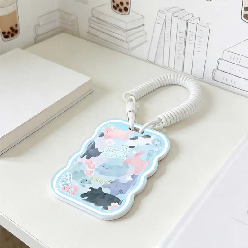 Card Sleeve for Stretchable Spring Cord Photo Protector Kpop Photocard Holder Student Bus/Meal Card Protection Case