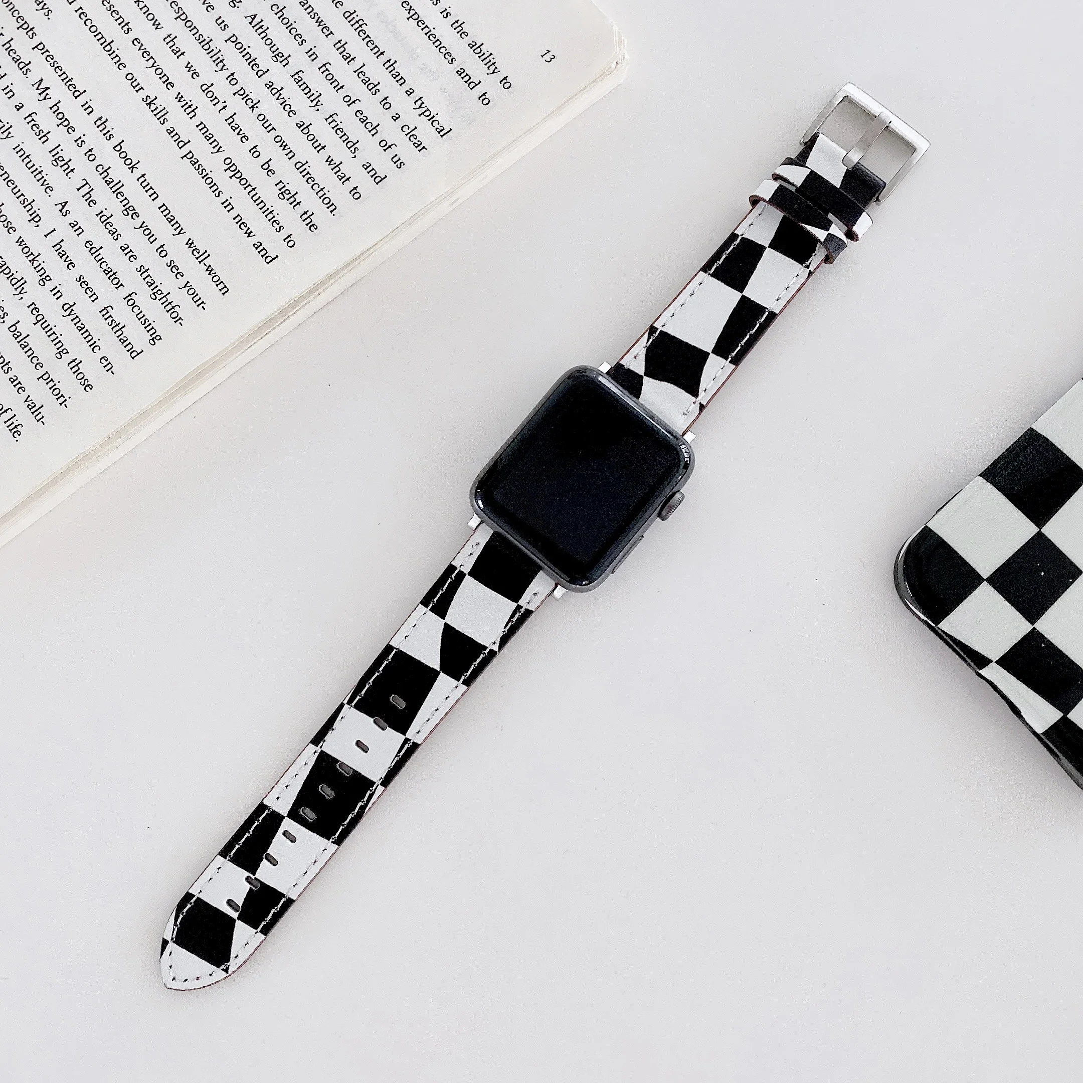 Leather strap For Apple Watch 10 9 8 7 45mm 41mm 42mm 46mm Colorful Check Pattern Bracelet Wristband iwatch 6 5 4 3 SE Correa