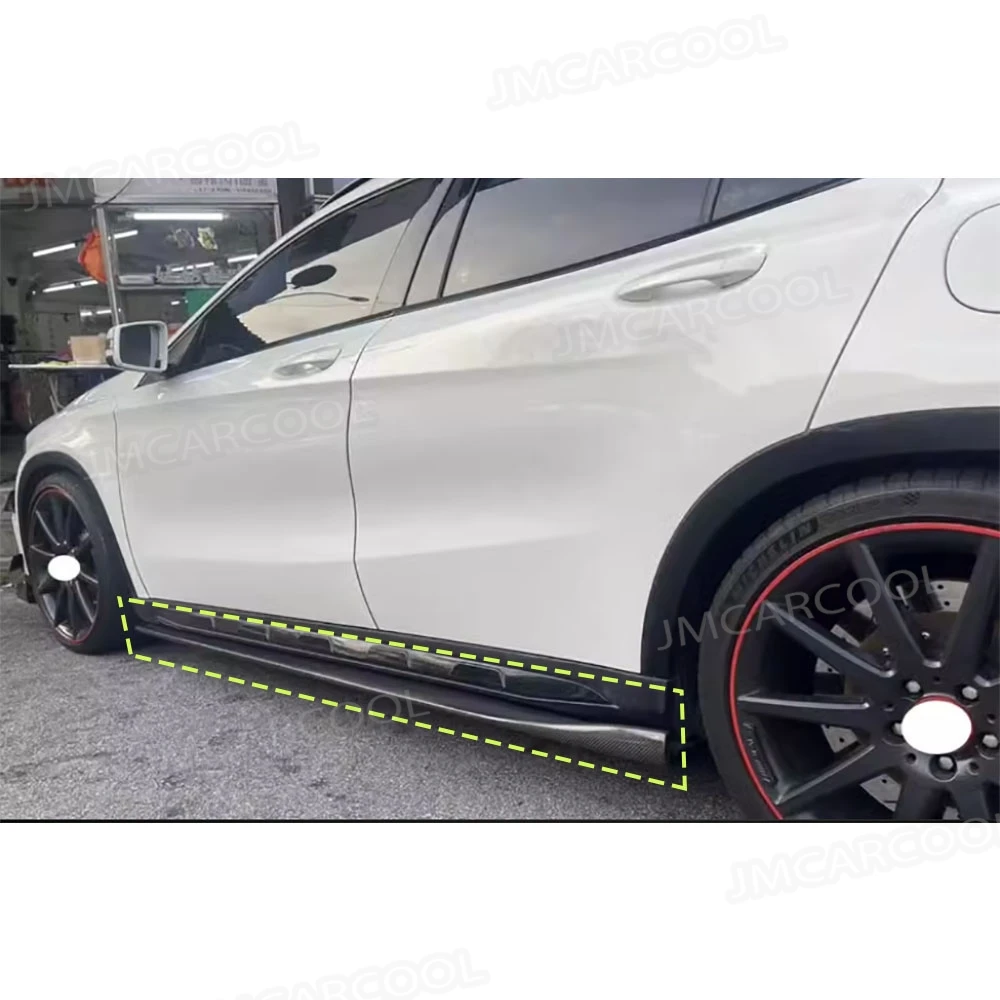 لمرسيدس بنز GLA الفئة X156 GLA45 AMG 2013-2018 الجانب الباب حافة حامي سيارة تجديد ألياف الكربون الجانب تنورة الشفاه الوفير