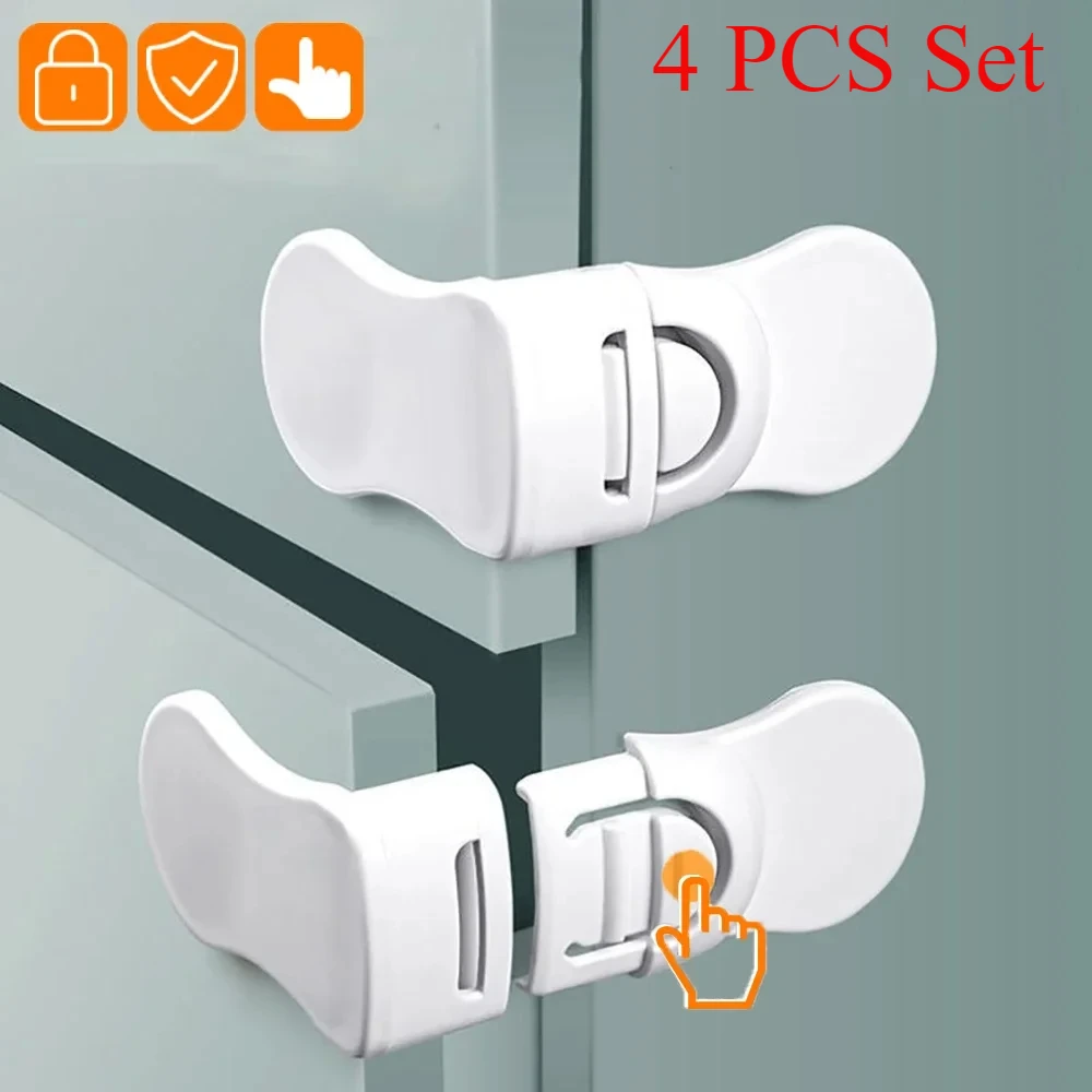 4/5 PCS Cabinet Lock Refrigerator Lock Plastic Baby Safety Lock Anti-Pinching Drawer Locks Buckle Children Protection
