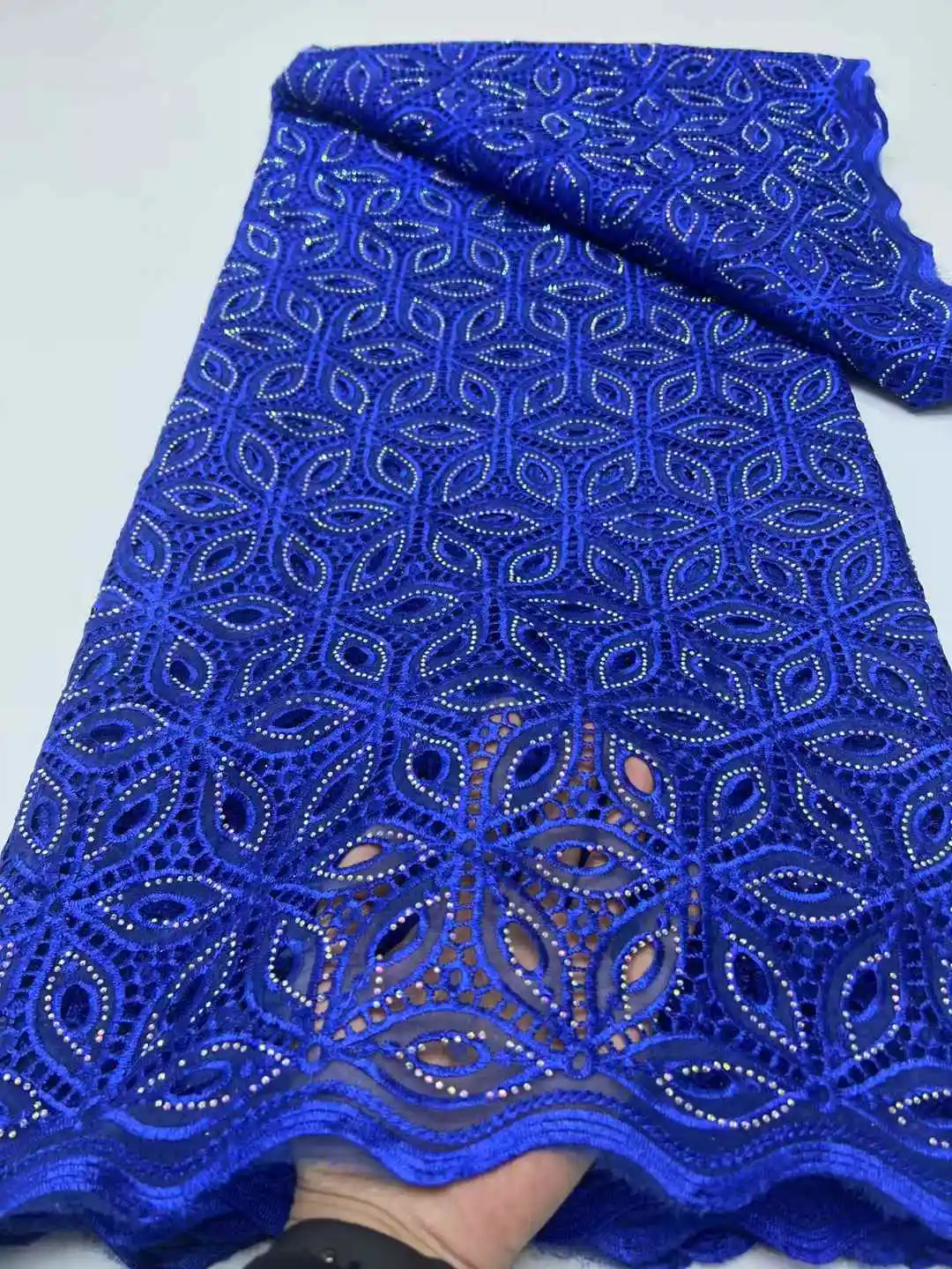 

Nigerian Cord Guipure Lace Fabric With Stones 2025 High Quality African Mesh French Water Soluble Lace Fabric For Woman Dresses