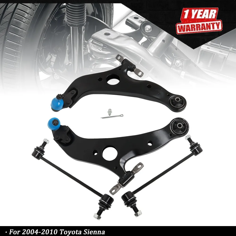 

4Pc Front Lower Control Arm Ball Joint Sway Bar For Toyota Sienna 2004-06-2010