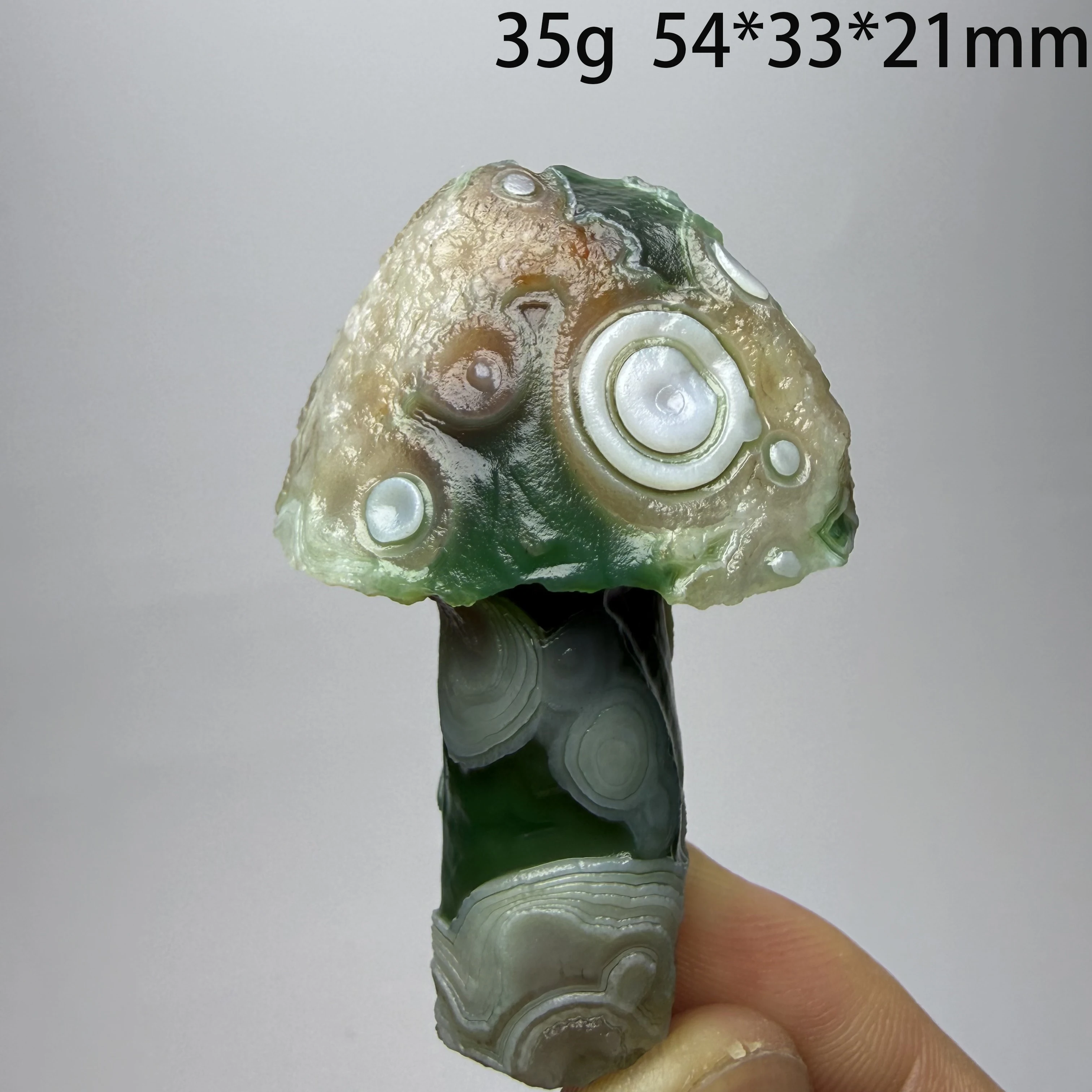 Natural Green Agate, Alxa Gobi Eye, Green Mushroom-shaped Mineral Specimen, Energy Healing Stone for Garden Decoration A3-1-3 - view 2