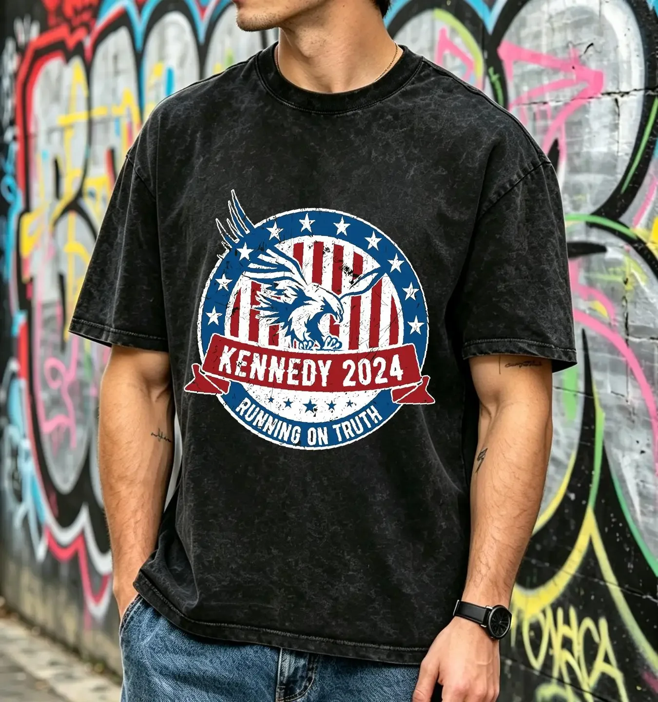 washed T Shirt Kennedy 2024 Truth Running For President Rfk Jr Presi vintage Washed streetwear Soft homme fashion