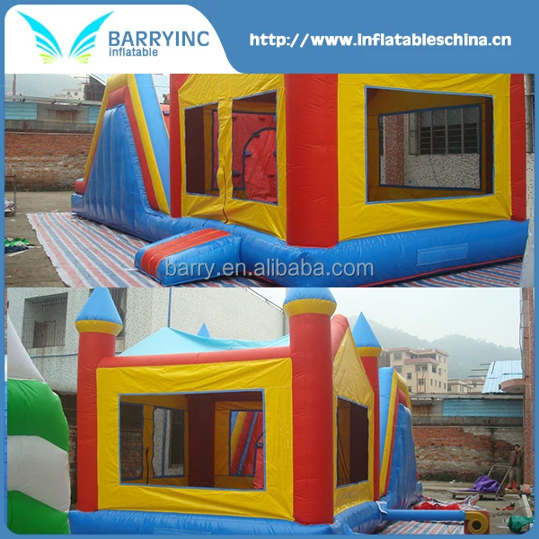 Cheap Amusement Inflatable Bouncer with Water Slide With Pool for Children Playground Obstacle Course Inflatable Water Slide