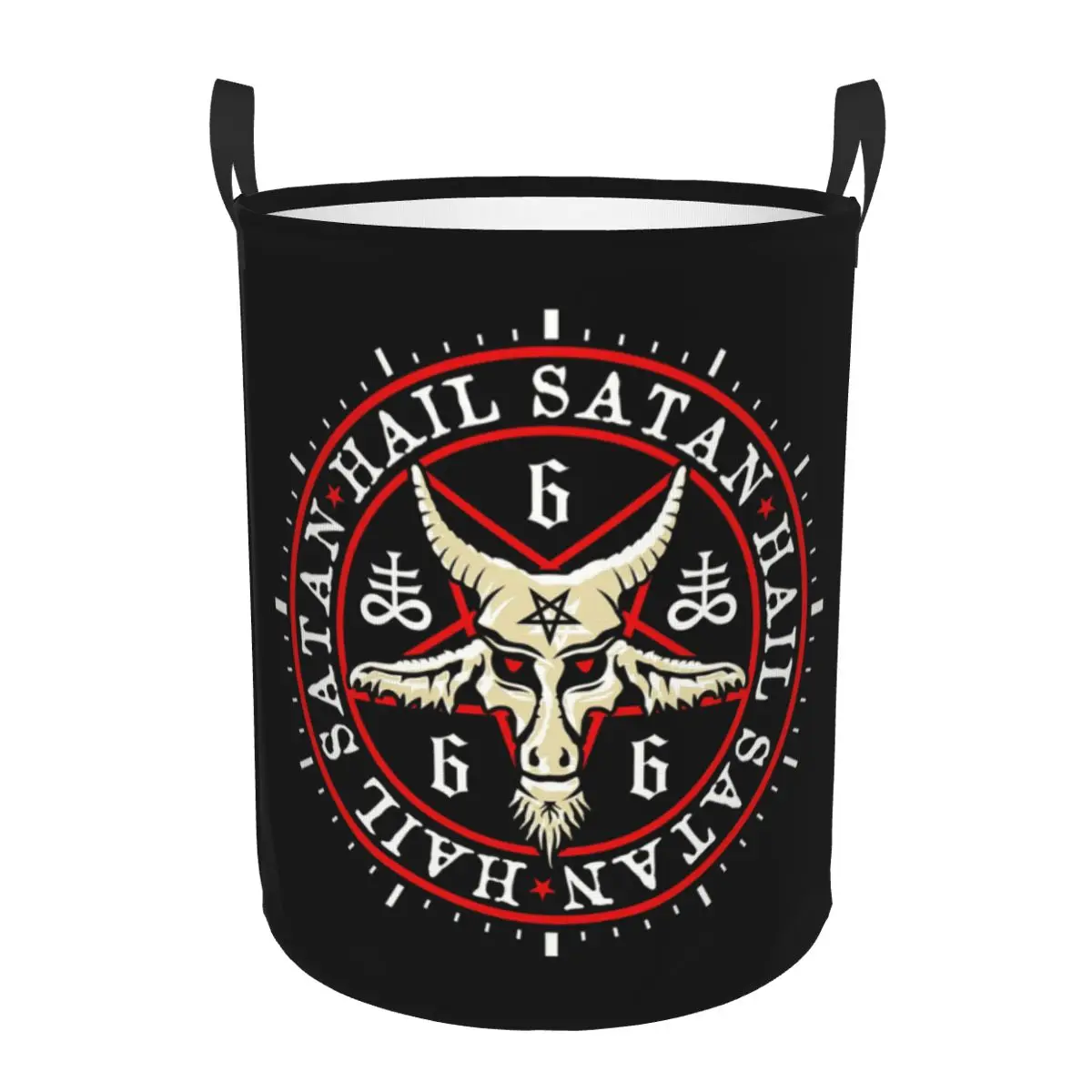 Hail Satan Baphomet In Occult Inverted Pentagram Laundry Basket Collapsible Devil Toy Clothes Hamper Storage Bin for Nursery