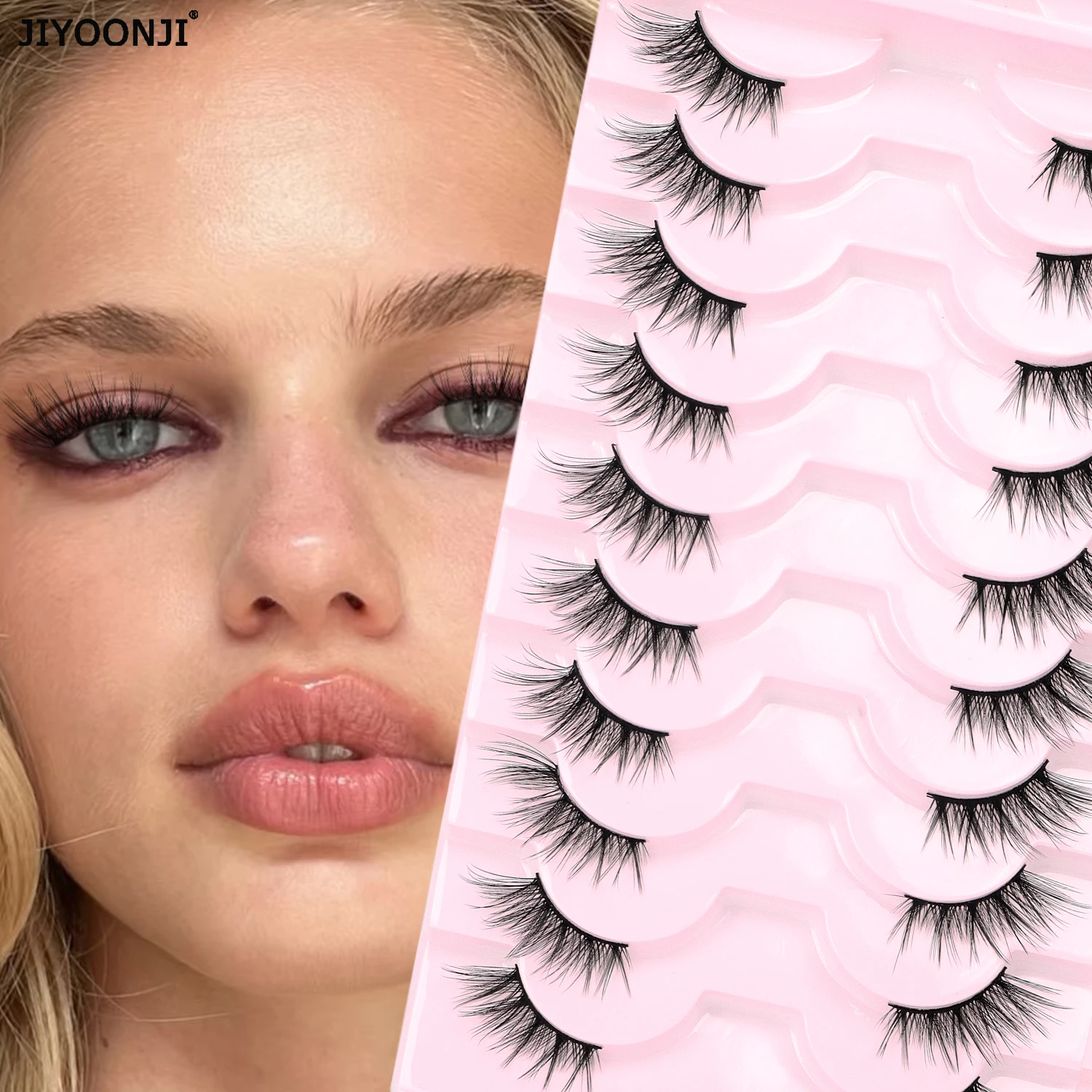 مجموعة رموش صناعية نصف رموش صناعية طويلة وديناميكية باللون الأسود مكونة من 10 أزواج #2