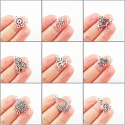 Fashion New Chines Knot Flower Heart Teardrop Charms Tibetan Silver Plated Connetors For Gifts Jewelry