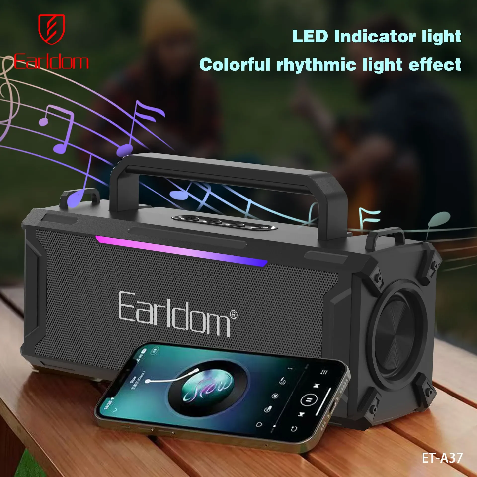 Outdoor Audio Bluetooth Card Portable Subwoofer Hi-Fi 3D Surround Sound Wireless Speakers with FM Function Support USB TF Player