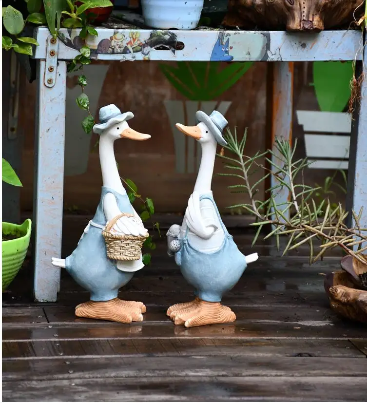 Imagem -03 - Pastoral-cute Duck Resina Ornamentos Art Pátio Jardim Figurines Outdoor Villa Decoração Mobiliário Artesanato Home Acessórios