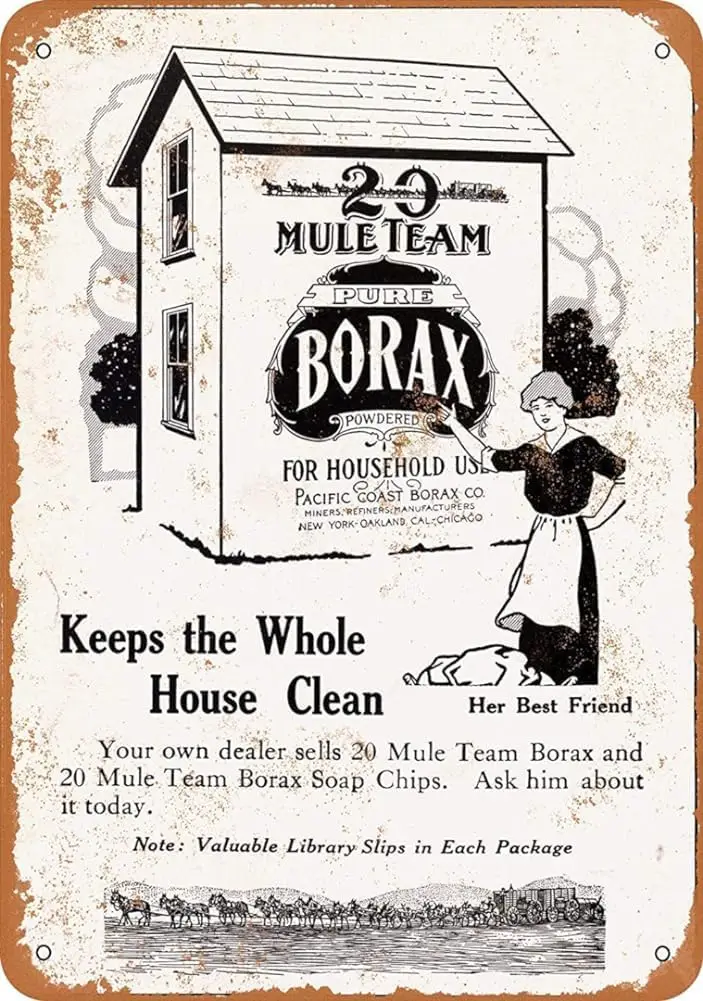 Placa de Metal Borax 1916 20 Mule Team, Ótima Placa de Alumínio