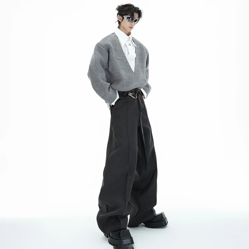 LUZHEN سترة المتخصصة تقسم التفكيك قطعتين التعادل قميص وهمية بسيطة فضفاضة متماسكة الرجال أناقة الأصلي الخريف القمم JY5565 #4