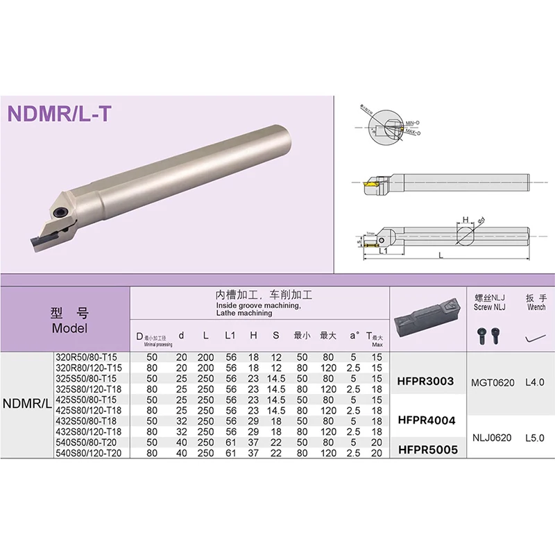 1Pcs NDMR NDML Lathe Machine Grooving Turning Tool Holder Lathe Tool Holder 325S50-80T15 325S50-120T18 CNC Lathe Tools