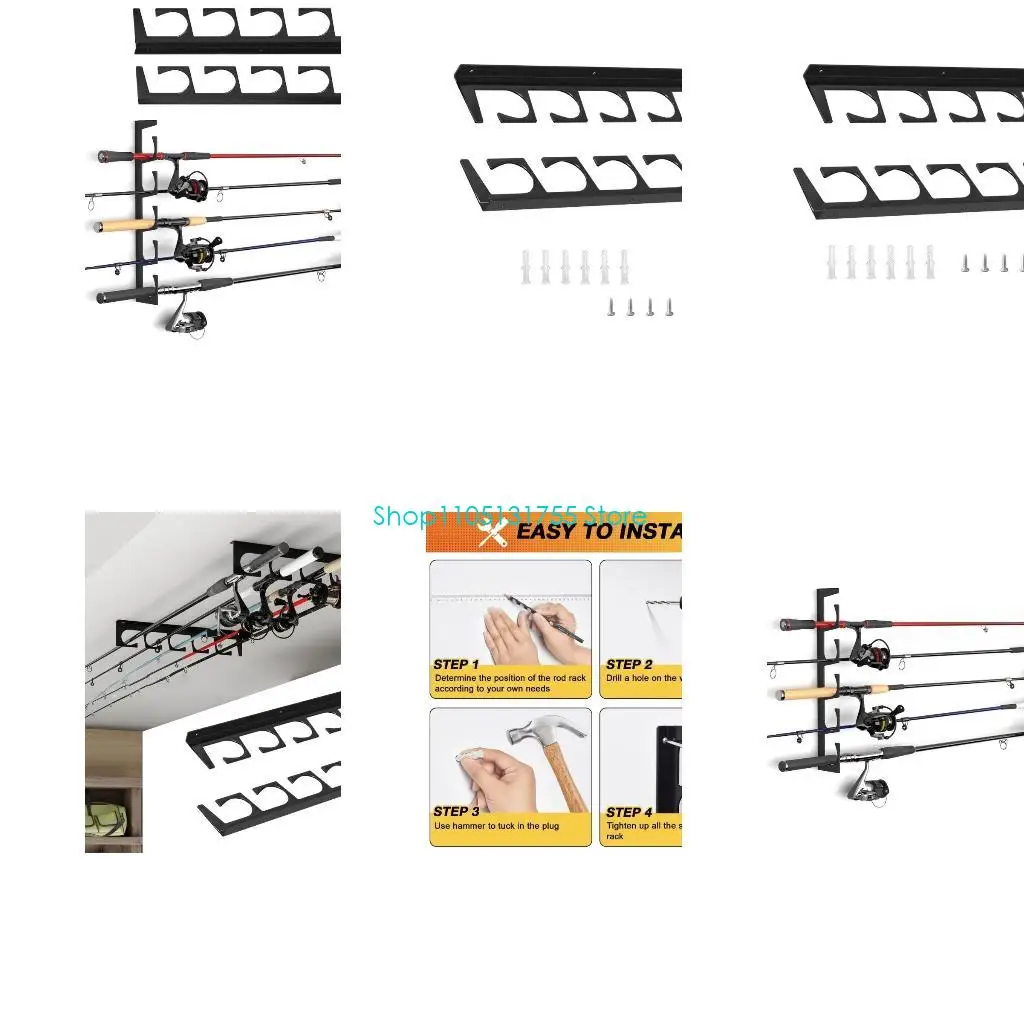 K0EF Fishing Poles Wall Ceiling Storage Rack Fishing Rod Display Stand Horizontal Fishing Rod Holder Storage Tool Enduring