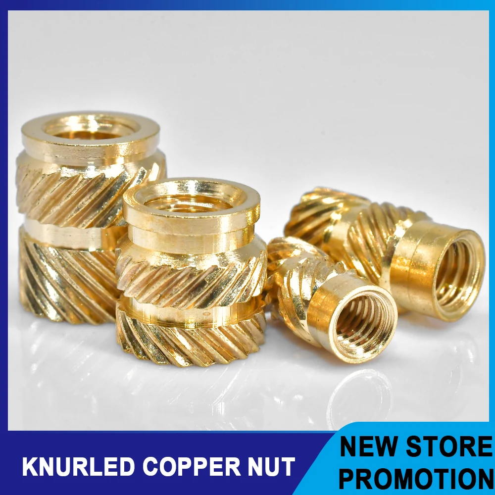 Heat Threaded Insert M2 M2.5 M3 M4 M5 M6 M8 Brass Nut Hot Melt Knurled Injection Embedment Copper Nut for Plastic Insertion