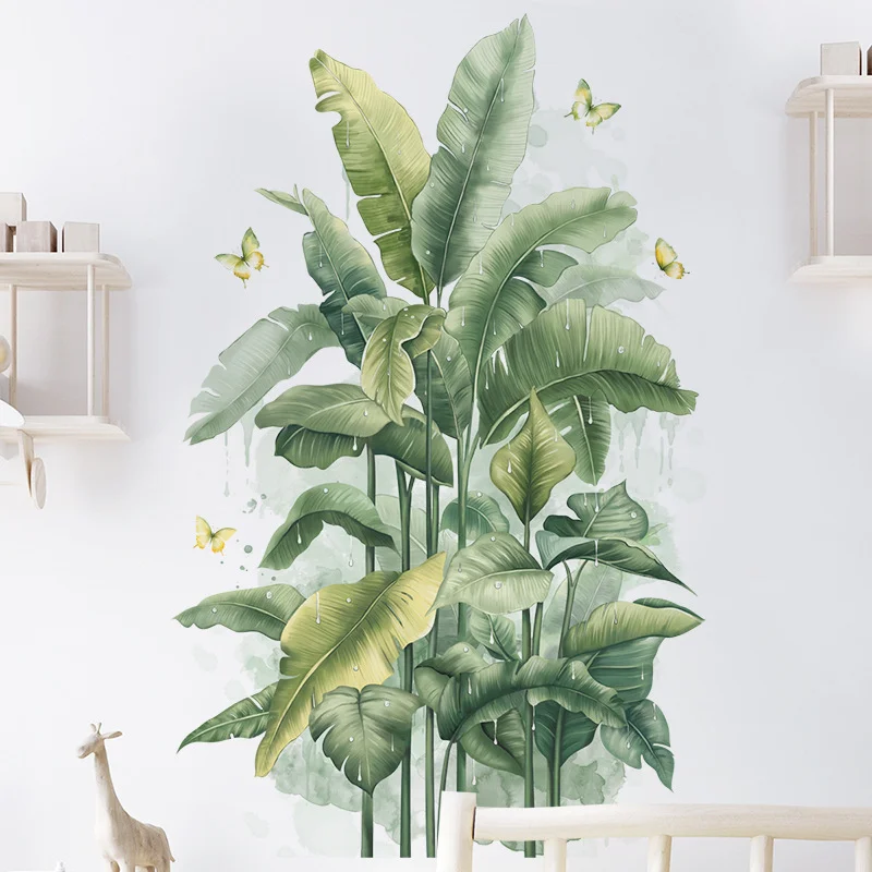 

Cartoon Wall Sticker For Children Tropical Plant Banana Leaves PVC Room Decor Stickers Home Decoration Accessories Self-Adhesive