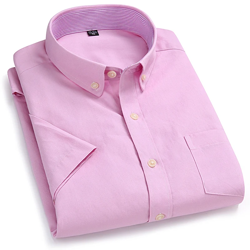 Men's New Short Sleeve Thin Shirt Oxford Woven Shirt Breathable Business Leisure Free Ironing Spring and Summer Slim Fit