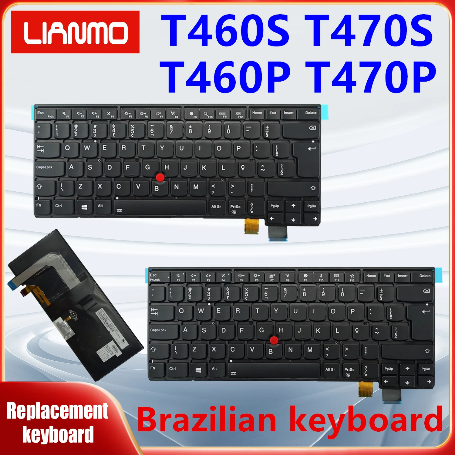 Adecuado para Lenovo Thinkpad T460S T470S T460P T470P teclado para portátil de idioma brasileño con retroiluminación