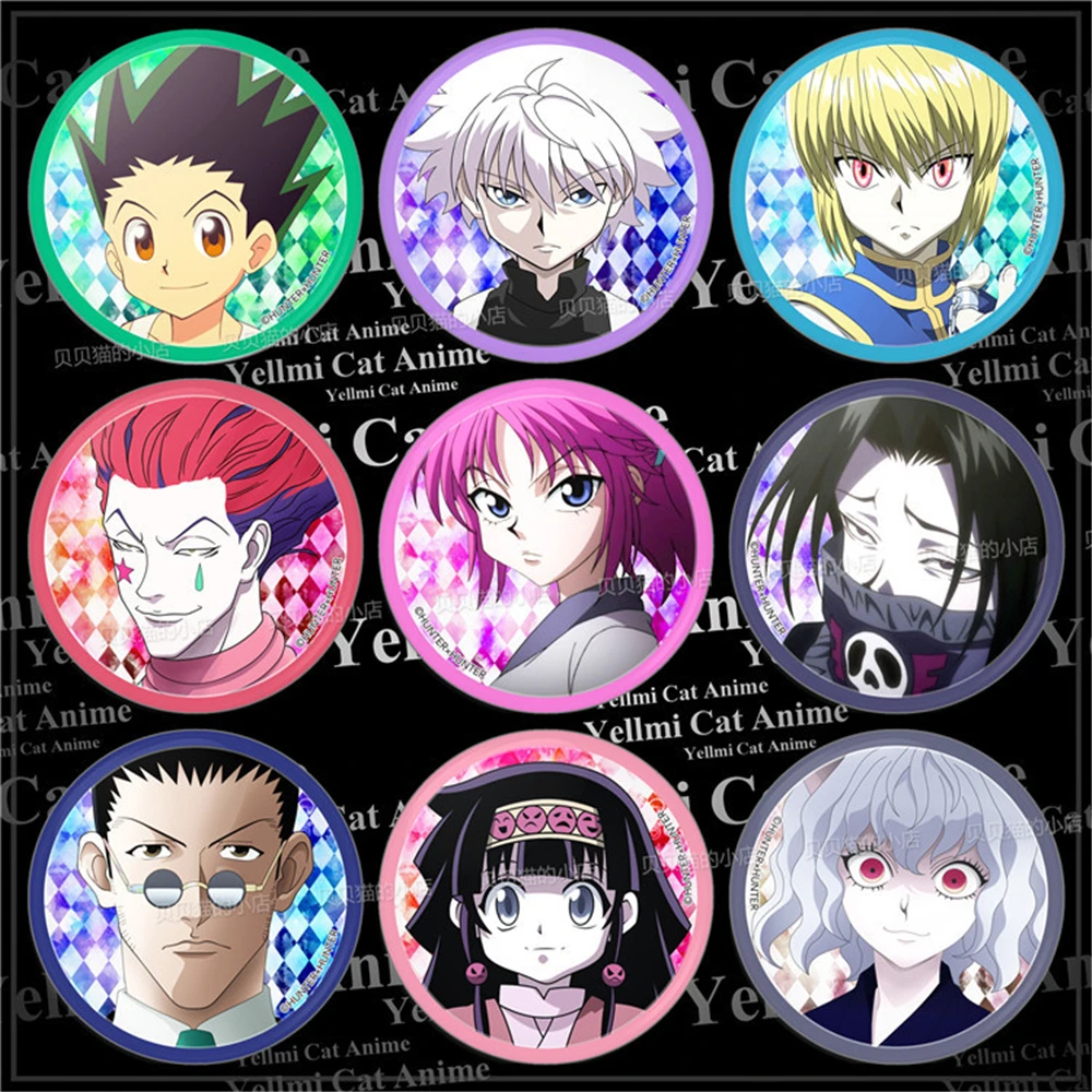 58mm Anime HUNTER×HUNTER CURARPIKT Killua Zoldyck‌ Leorio PaladiKnight Cosplay COSTUME Badge Pin SPTE Tinplate Brooch Prop Gilft