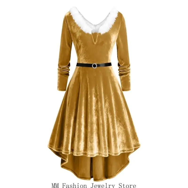 Robe Mère Noël à Franges Femme – Modèle Doré – photo 7