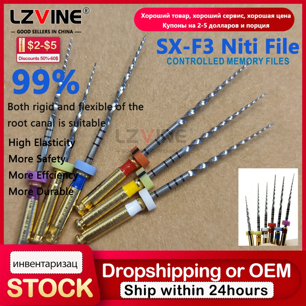 

Dental Forward Rotation NiTi File System Endodontic Treatment Dentistry Materials 6Pcs/Box SX-F3 25/21/31mm Endodontia endomotor
