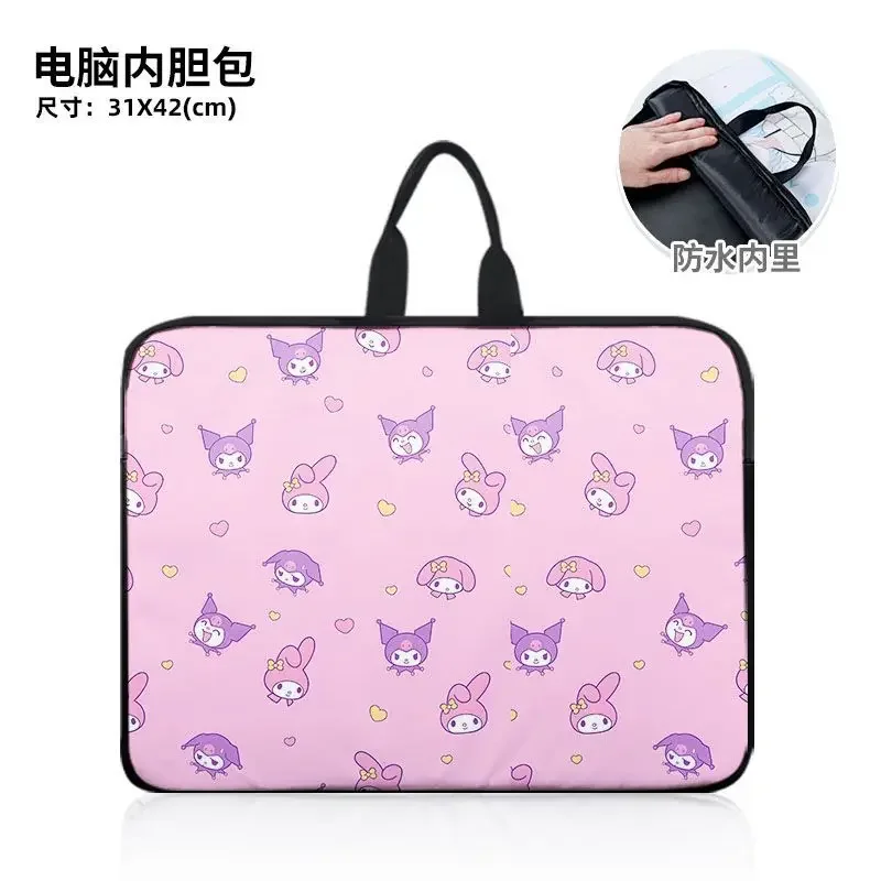 Sanrio tas tangan komputer kartun imut, tas bahu tunggal, kapasitas besar, ringan, anti noda, lucu, kartun, tas komputer, baru