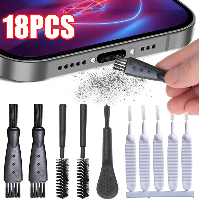 1-18PCS Mobile Phone Charging Port Dust Brush for iPhone 14 Samsung Huawei Xiaomi Universal Spearker Hole Cleaner Brush Kit Tool