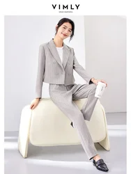 Vimly-Blazer feminino com calças listradas, conjuntos de duas peças, jaqueta até o tornozelo, moda elegante, roupas de escritório, primavera, 2022